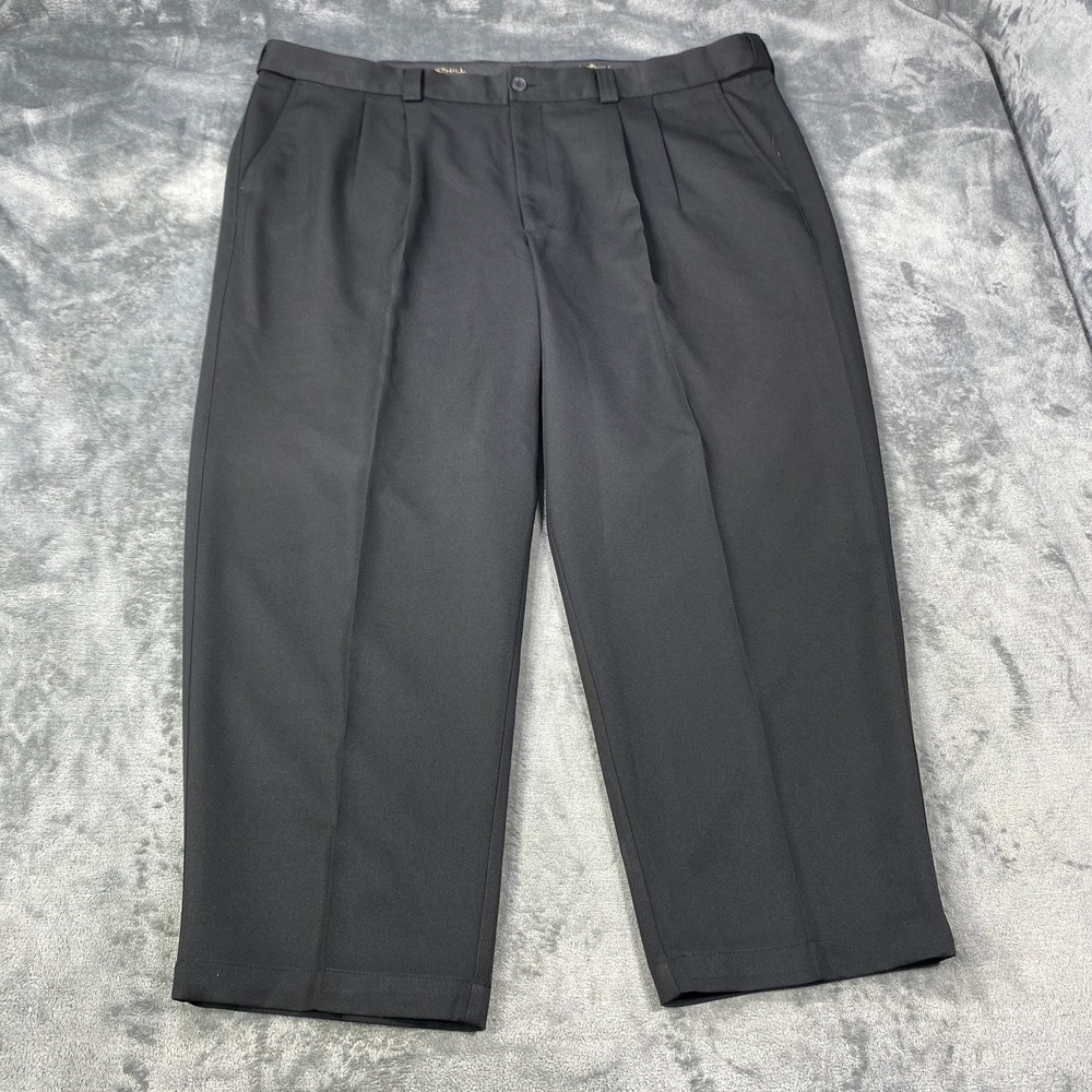 Oak Hill Pants Mens 46x27 Black Pleated Premium Stretch Workwear Big & Tall